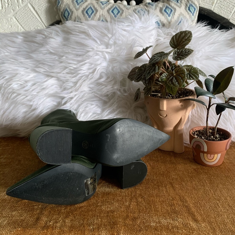 Chunky Heel Pointed Toe Sock Booties - image 7